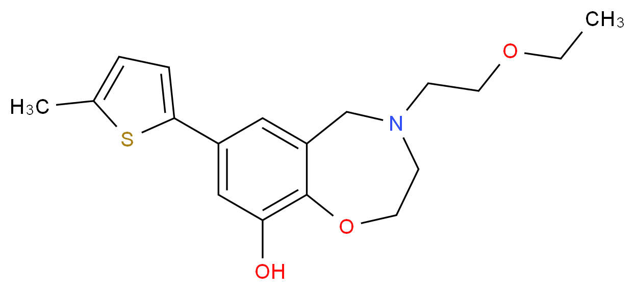 4-(2-ethoxyethyl)-7-(5-methyl-2-thienyl)-2,3,4,5-tetrahydro-1,4-benzoxazepin-9-ol_分子结构_CAS_)