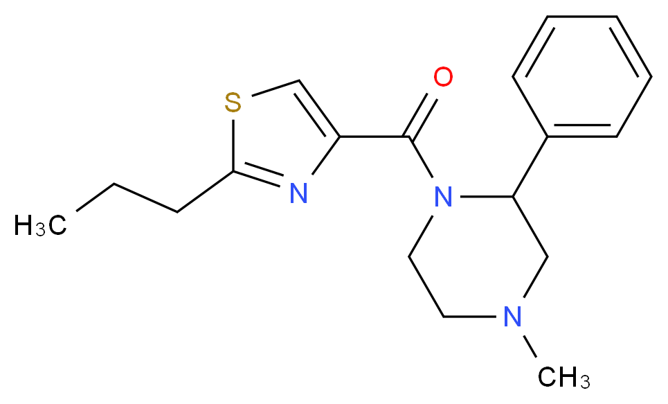 4-methyl-2-phenyl-1-[(2-propyl-1,3-thiazol-4-yl)carbonyl]piperazine_分子结构_CAS_)