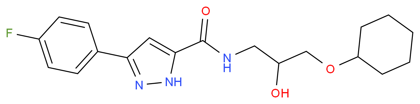 N-[3-(cyclohexyloxy)-2-hydroxypropyl]-3-(4-fluorophenyl)-1H-pyrazole-5-carboxamide_分子结构_CAS_)