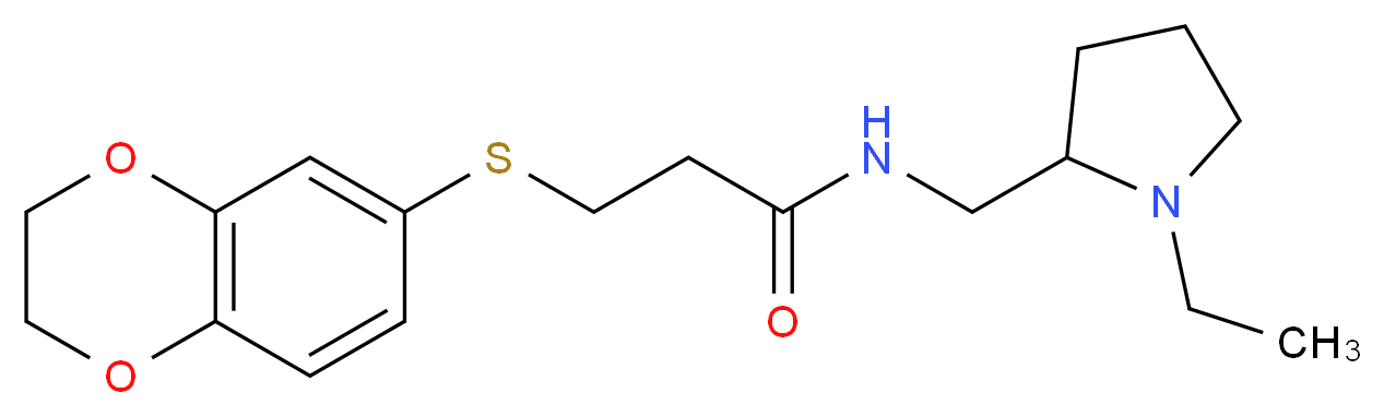 3-(2,3-dihydro-1,4-benzodioxin-6-ylthio)-N-[(1-ethylpyrrolidin-2-yl)methyl]propanamide_分子结构_CAS_)