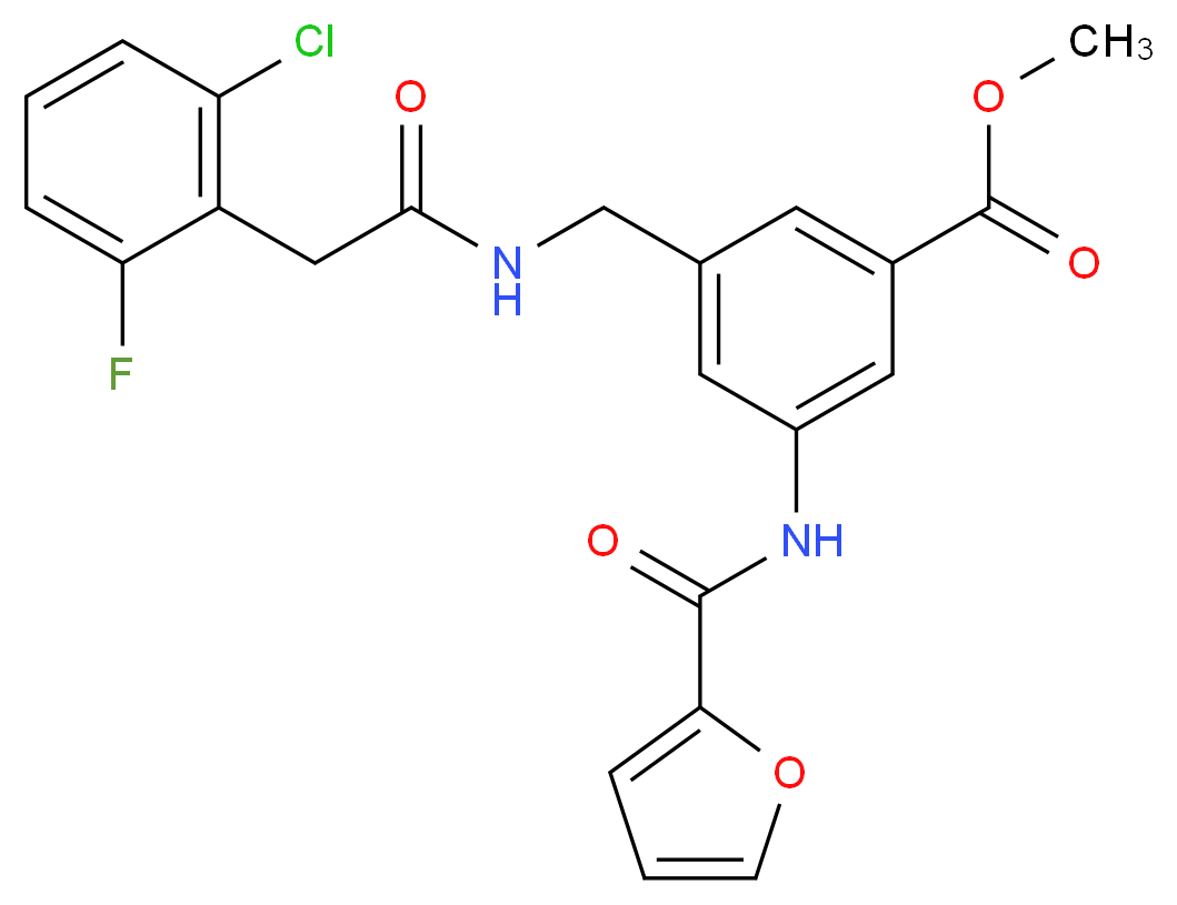 methyl 3-({[(2-chloro-6-fluorophenyl)acetyl]amino}methyl)-5-(2-furoylamino)benzoate_分子结构_CAS_)