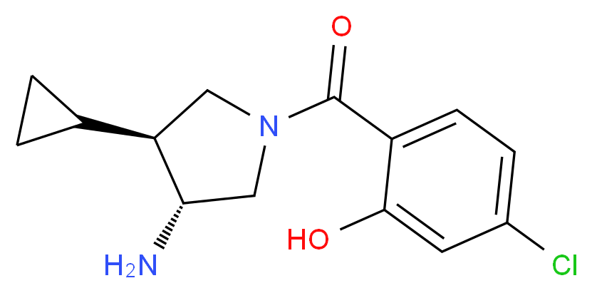 2-{[(3R*,4S*)-3-amino-4-cyclopropylpyrrolidin-1-yl]carbonyl}-5-chlorophenol_分子结构_CAS_)