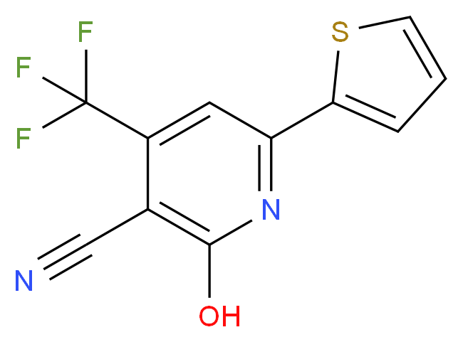 2-hydroxy-6-(thiophen-2-yl)-4-(trifluoromethyl)pyridine-3-carbonitrile_分子结构_CAS_3335-45-3