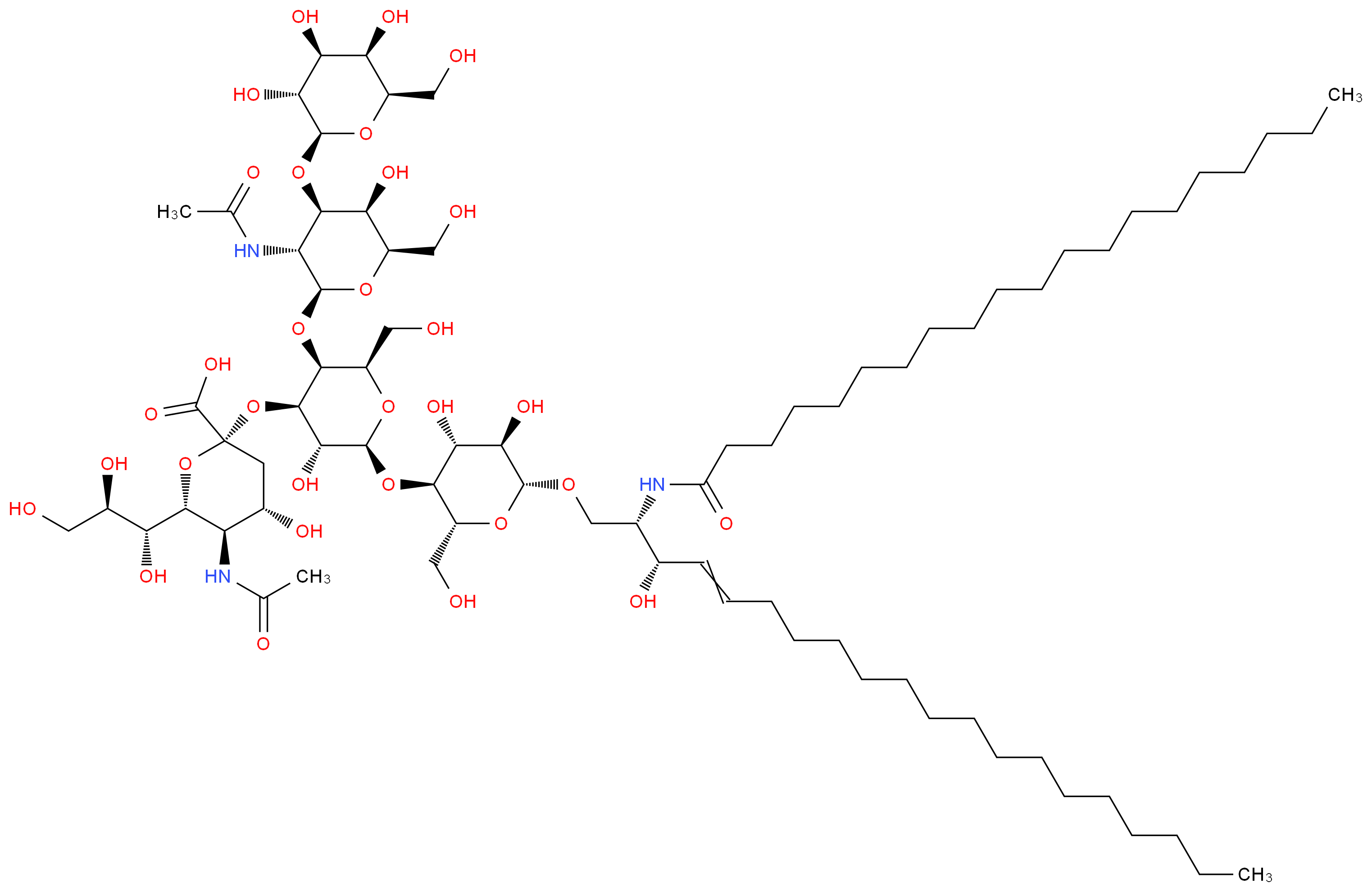 (2S,4S,5R,6R)-2-{[(2S,3R,4R,5S,6R)-2-{[(2R,3S,4R,5R,6R)-4,5-dihydroxy-6-{[(2S,3S)-3-hydroxy-2-icosanamidoicos-4-en-1-yl]oxy}-2-(hydroxymethyl)oxan-3-yl]oxy}-5-{[(2S,3R,4R,5R,6R)-3-acetamido-5-hydroxy-6-(hydroxymethyl)-4-{[(2R,3R,4S,5R,6R)-3,4,5-trihydroxy-6-(hydroxymethyl)oxan-2-yl]oxy}oxan-2-yl]oxy}-3-hydroxy-6-(hydroxymethyl)oxan-4-yl]oxy}-5-acetamido-4-hydroxy-6-[(1R,2R)-1,2,3-trihydroxypropyl]oxane-2-carboxylic acid_分子结构_CAS_37758-47-7