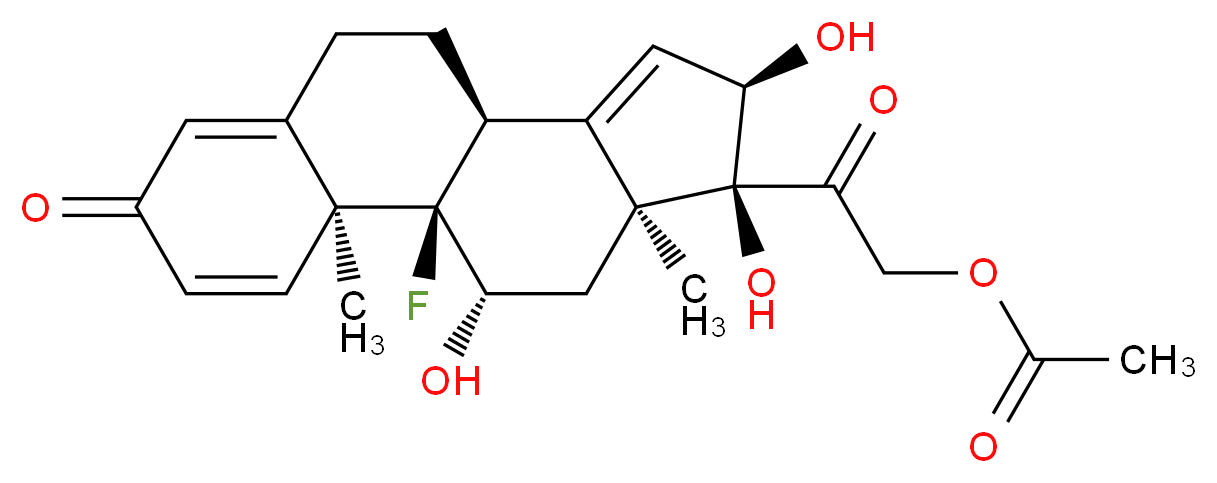 (11β,16α)-21-(Acetyloxy)-9-fluoro-11,16,17-trihydroxy-pregna-1,4,14-triene-3,20-dione_分子结构_CAS_131918-74-6)