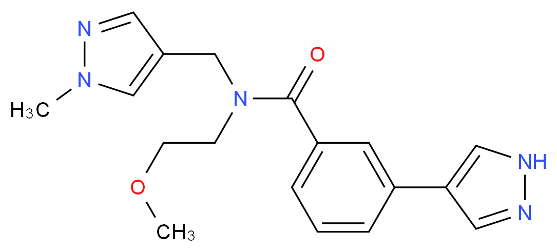 N-(2-methoxyethyl)-N-[(1-methyl-1H-pyrazol-4-yl)methyl]-3-(1H-pyrazol-4-yl)benzamide_分子结构_CAS_)