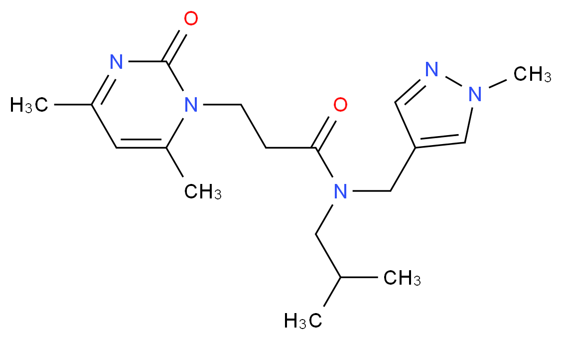 3-(4,6-dimethyl-2-oxopyrimidin-1(2H)-yl)-N-isobutyl-N-[(1-methyl-1H-pyrazol-4-yl)methyl]propanamide_分子结构_CAS_)