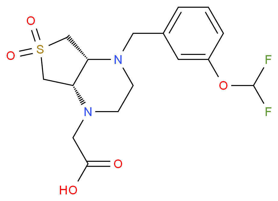 [(4aR*,7aS*)-4-[3-(difluoromethoxy)benzyl]-6,6-dioxidohexahydrothieno[3,4-b]pyrazin-1(2H)-yl]acetic acid_分子结构_CAS_)