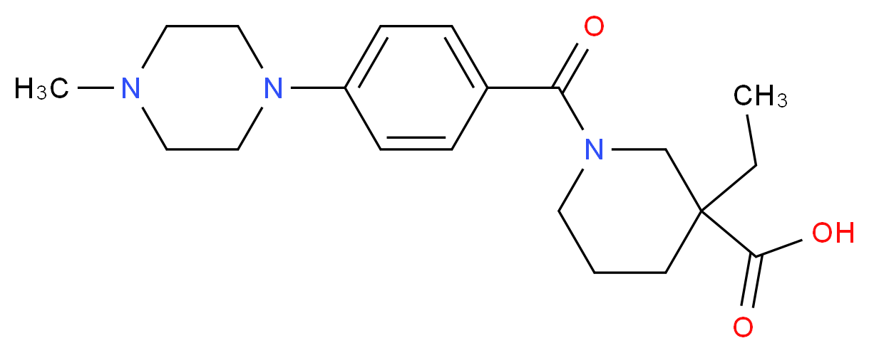 3-ethyl-1-[4-(4-methyl-1-piperazinyl)benzoyl]-3-piperidinecarboxylic acid_分子结构_CAS_)