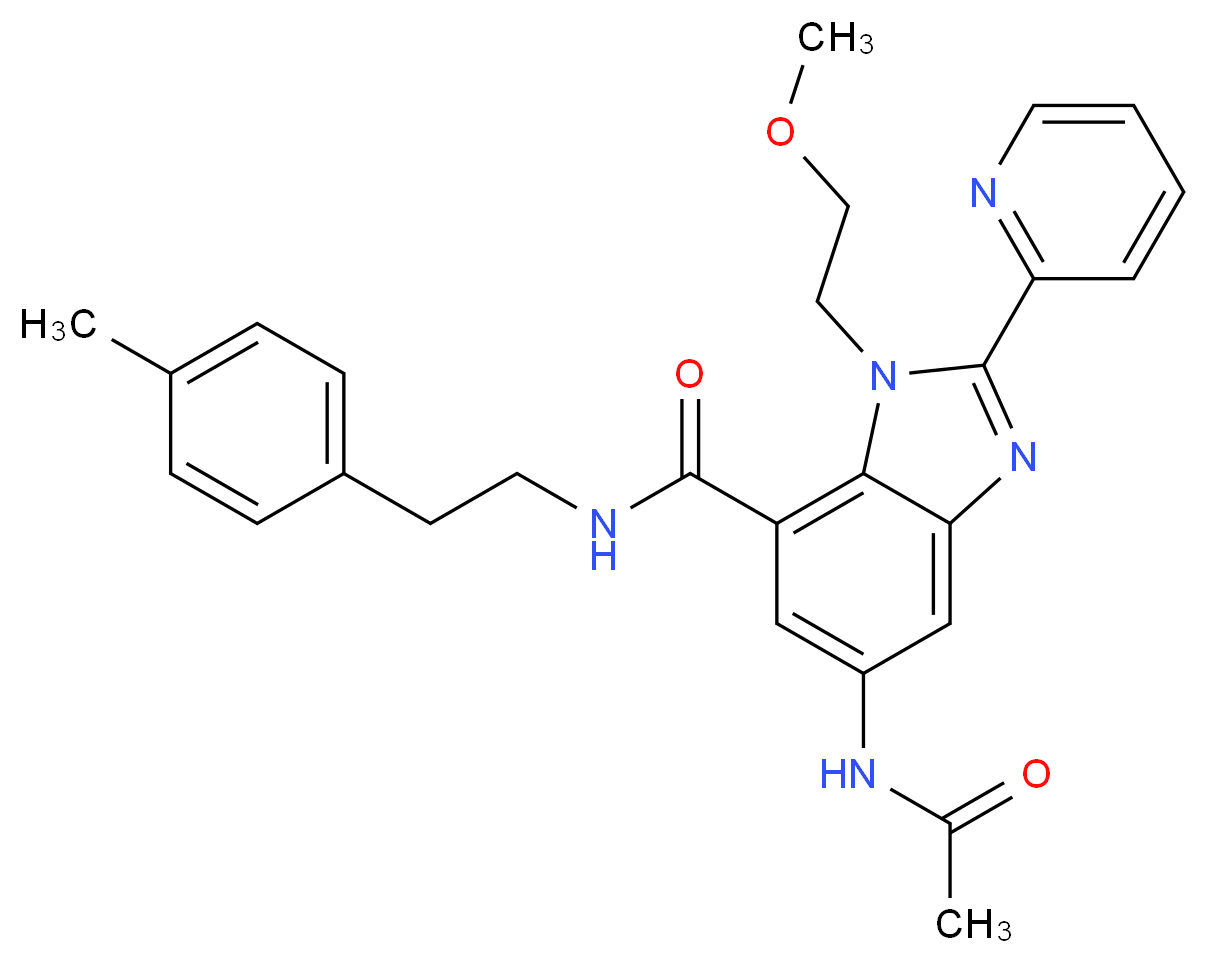 5-(acetylamino)-1-(2-methoxyethyl)-N-[2-(4-methylphenyl)ethyl]-2-(2-pyridinyl)-1H-benzimidazole-7-carboxamide_分子结构_CAS_)