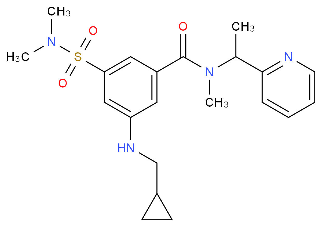 3-[(cyclopropylmethyl)amino]-5-[(dimethylamino)sulfonyl]-N-methyl-N-[1-(2-pyridinyl)ethyl]benzamide_分子结构_CAS_)