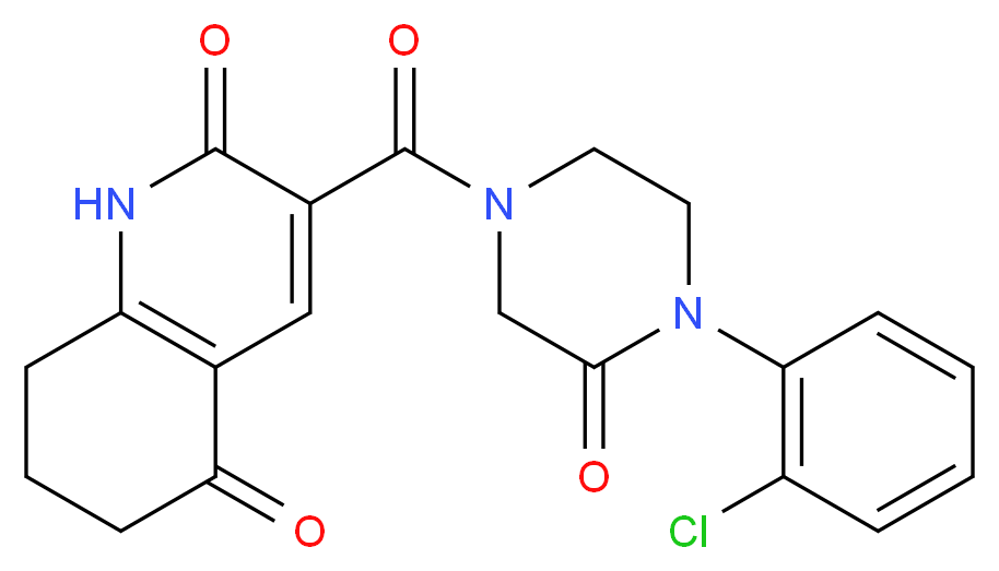 3-{[4-(2-chlorophenyl)-3-oxo-1-piperazinyl]carbonyl}-7,8-dihydro-2,5(1H,6H)-quinolinedione_分子结构_CAS_)