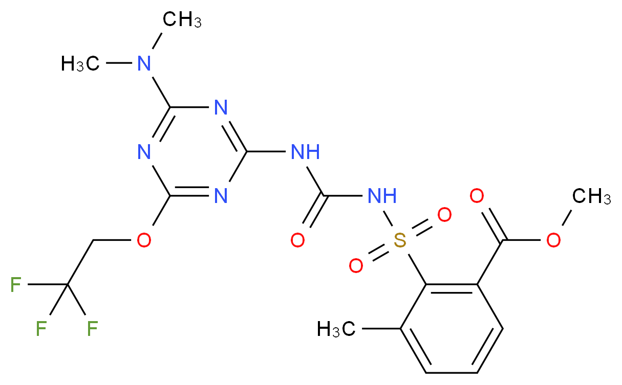 methyl 2-[({[4-(dimethylamino)-6-(2,2,2-trifluoroethoxy)-1,3,5-triazin-2-yl]carbamoyl}amino)sulfonyl]-3-methylbenzoate_分子结构_CAS_126535-15-7