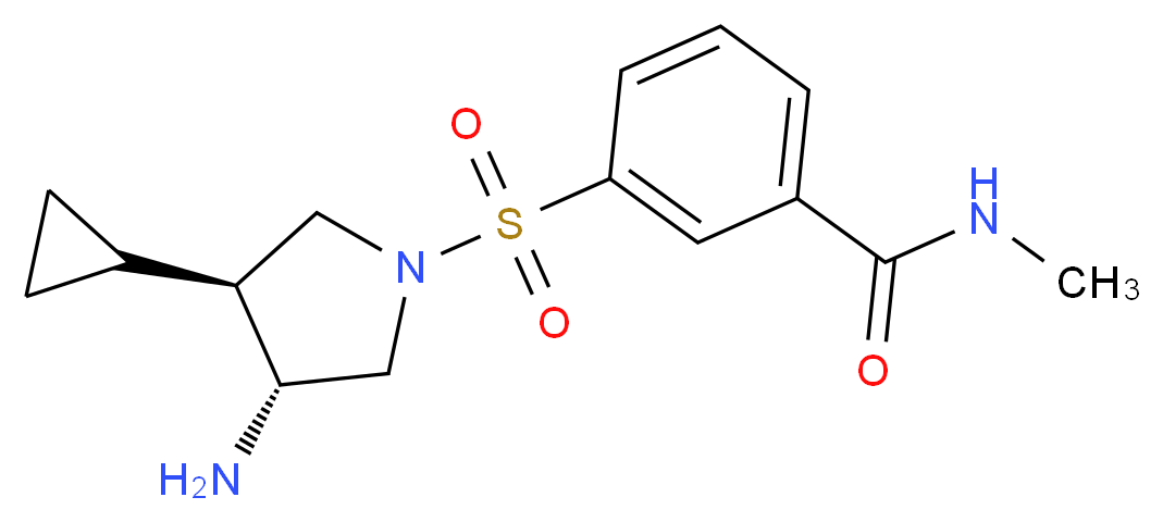 3-{[(3R*,4S*)-3-amino-4-cyclopropyl-1-pyrrolidinyl]sulfonyl}-N-methylbenzamide_分子结构_CAS_)