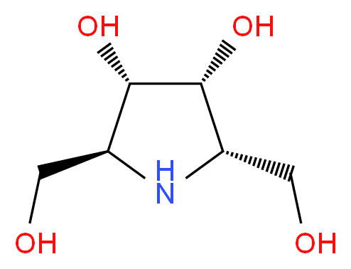 (2S,3R,4R,5S)-2,5-Bis(hydroxymethyl)pyrrolidine-3,4-diol_分子结构_CAS_105015-44-9)