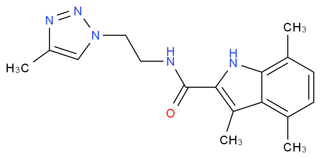 3,4,7-trimethyl-N-[2-(4-methyl-1H-1,2,3-triazol-1-yl)ethyl]-1H-indole-2-carboxamide_分子结构_CAS_)