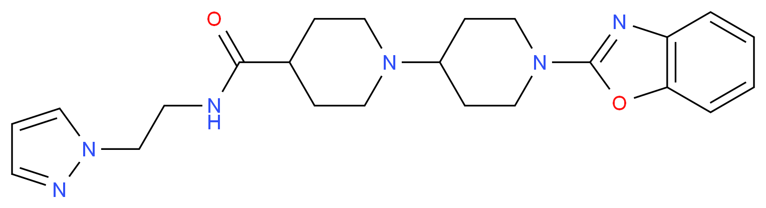 1'-(1,3-benzoxazol-2-yl)-N-[2-(1H-pyrazol-1-yl)ethyl]-1,4'-bipiperidine-4-carboxamide_分子结构_CAS_)