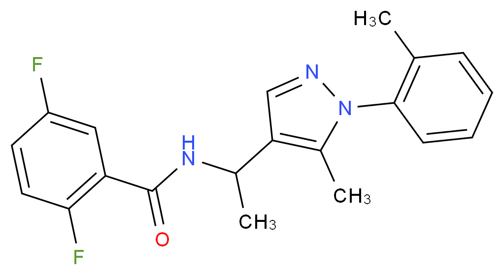 2,5-difluoro-N-{1-[5-methyl-1-(2-methylphenyl)-1H-pyrazol-4-yl]ethyl}benzamide_分子结构_CAS_)