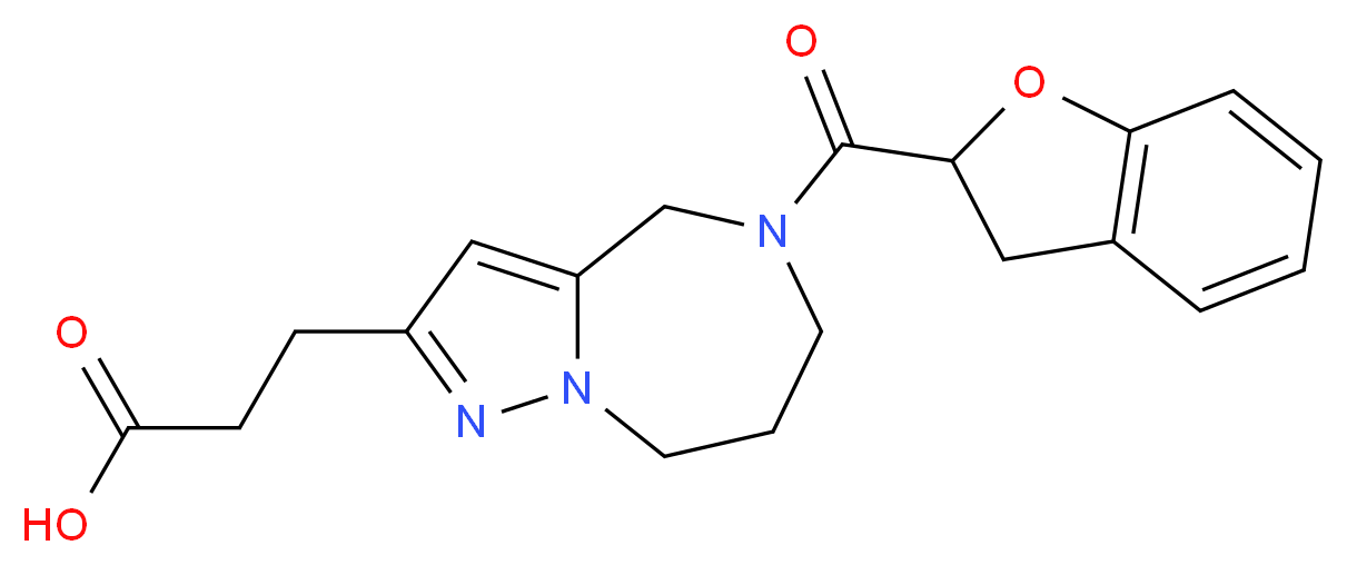 3-[5-(2,3-dihydro-1-benzofuran-2-ylcarbonyl)-5,6,7,8-tetrahydro-4H-pyrazolo[1,5-a][1,4]diazepin-2-yl]propanoic acid_分子结构_CAS_)