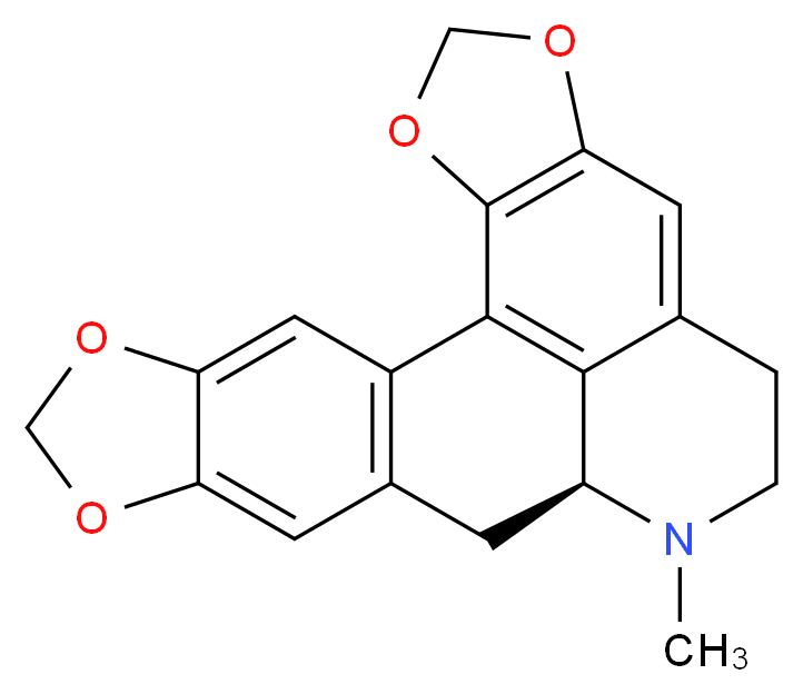 (12S)-13-methyl-5,7,19,21-tetraoxa-13-azahexacyclo[10.10.1.0<sup>2</sup>,<sup>1</sup><sup>0</sup>.0<sup>4</sup>,<sup>8</sup>.0<sup>1</sup><sup>6</sup>,<sup>2</sup><sup>3</sup>.0<sup>1</sup><sup>8</sup>,<sup>2</sup><sup>2</sup>]tricosa-1(23),2(10),3,8,16,18(22)-hexaene_分子结构_CAS_2466-42-4