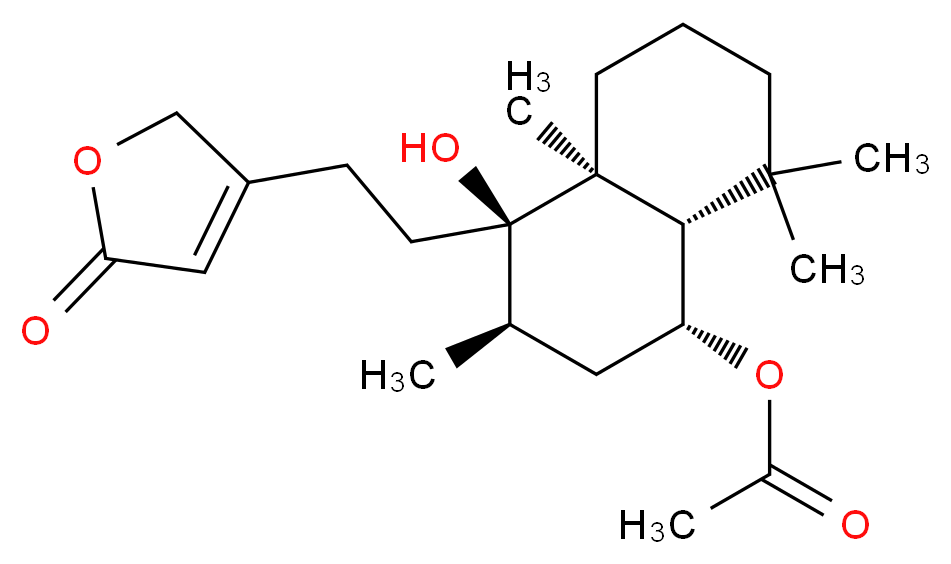 (1R,3R,4R,4aS,8aS)-4-hydroxy-3,4a,8,8-tetramethyl-4-[2-(5-oxo-2,5-dihydrofuran-3-yl)ethyl]-decahydronaphthalen-1-yl acetate_分子结构_CAS_61263-49-8