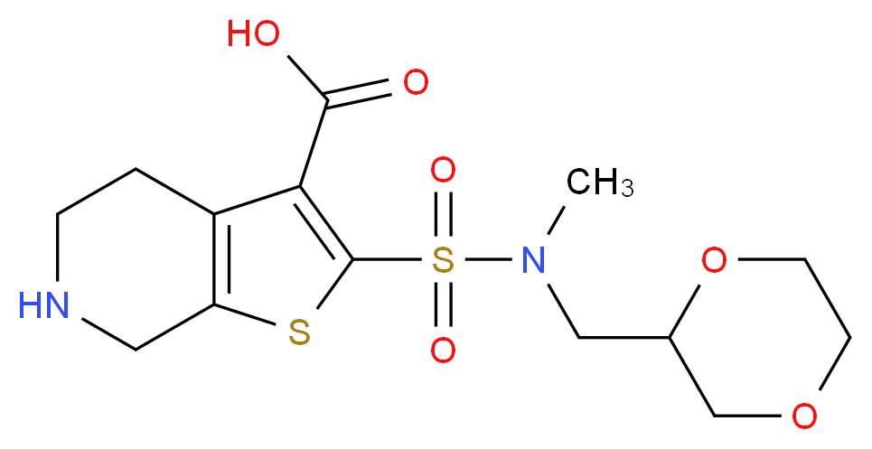 2-{[(1,4-dioxan-2-ylmethyl)(methyl)amino]sulfonyl}-4,5,6,7-tetrahydrothieno[2,3-c]pyridine-3-carboxylic acid_分子结构_CAS_)