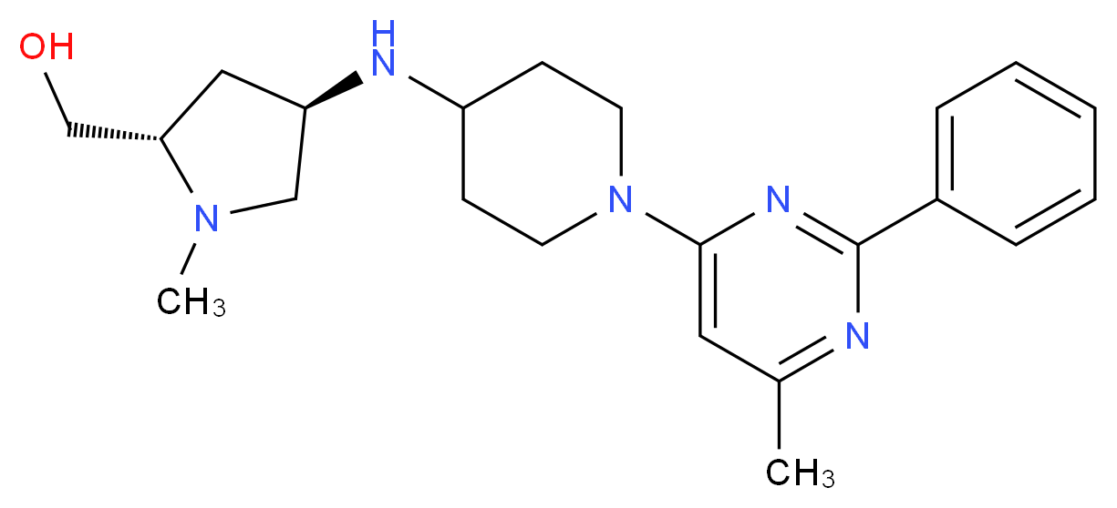 ((2S,4R)-1-methyl-4-{[1-(6-methyl-2-phenylpyrimidin-4-yl)piperidin-4-yl]amino}pyrrolidin-2-yl)methanol_分子结构_CAS_)