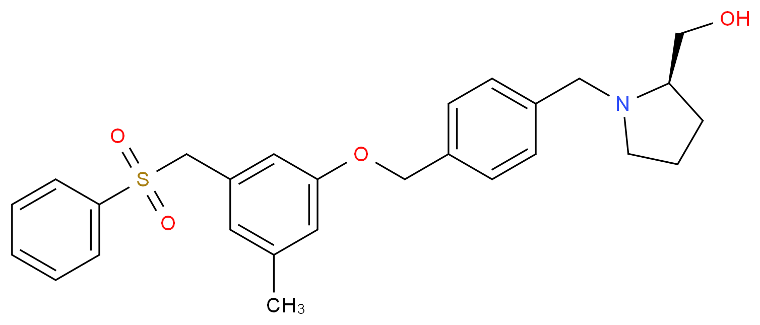 [(2R)-1-[(4-{3-[(benzenesulfonyl)methyl]-5-methylphenoxymethyl}phenyl)methyl]pyrrolidin-2-yl]methanol_分子结构_CAS_1415562-82-1