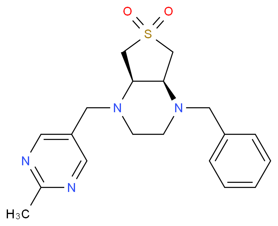 (4aR*,7aS*)-1-benzyl-4-[(2-methyl-5-pyrimidinyl)methyl]octahydrothieno[3,4-b]pyrazine 6,6-dioxide_分子结构_CAS_)