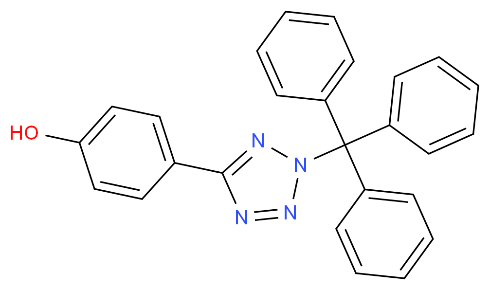 4-(2-TRITYL-2H-TETRAZOL-5-YL)-PHENOL_分子结构_CAS_885278-37-5)