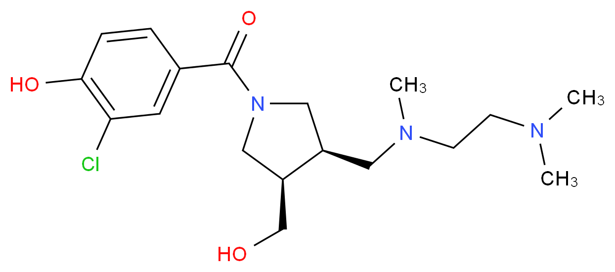 2-chloro-4-{[(3R*,4R*)-3-{[[2-(dimethylamino)ethyl](methyl)amino]methyl}-4-(hydroxymethyl)pyrrolidin-1-yl]carbonyl}phenol_分子结构_CAS_)