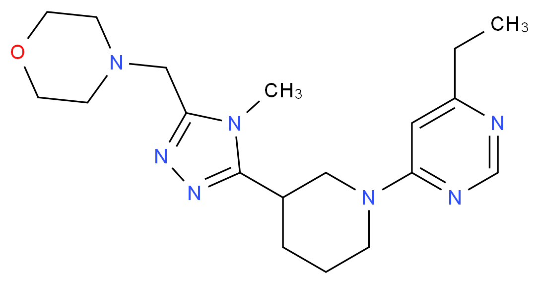 4-({5-[1-(6-ethylpyrimidin-4-yl)piperidin-3-yl]-4-methyl-4H-1,2,4-triazol-3-yl}methyl)morpholine_分子结构_CAS_)