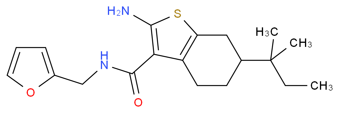 2-Amino-6-(1,1-dimethylpropyl)-N-(2-furylmethyl)-4,5,6,7-tetrahydro-1-benzothiophene-3-carboxamide_分子结构_CAS_)