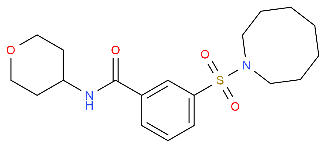 3-(azocan-1-ylsulfonyl)-N-(tetrahydro-2H-pyran-4-yl)benzamide_分子结构_CAS_)