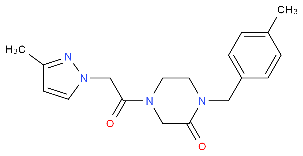 1-(4-methylbenzyl)-4-[(3-methyl-1H-pyrazol-1-yl)acetyl]-2-piperazinone_分子结构_CAS_)