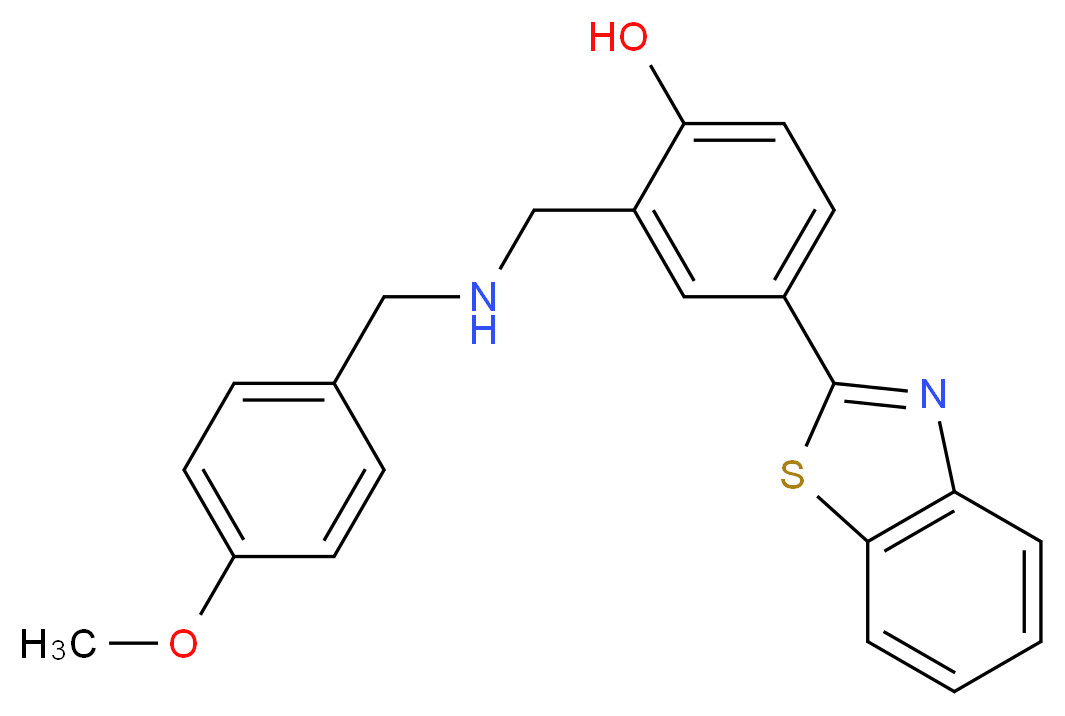 4-(1,3-benzothiazol-2-yl)-2-{[(4-methoxybenzyl)amino]methyl}phenol_分子结构_CAS_)