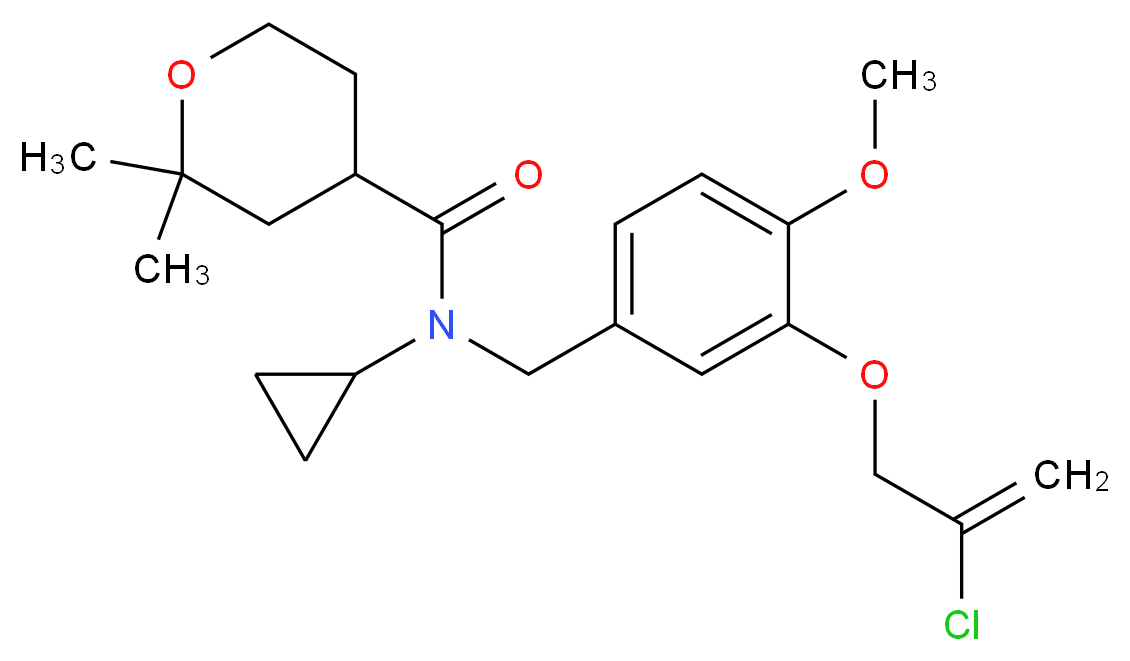 N-{3-[(2-chloro-2-propen-1-yl)oxy]-4-methoxybenzyl}-N-cyclopropyl-2,2-dimethyltetrahydro-2H-pyran-4-carboxamide_分子结构_CAS_)