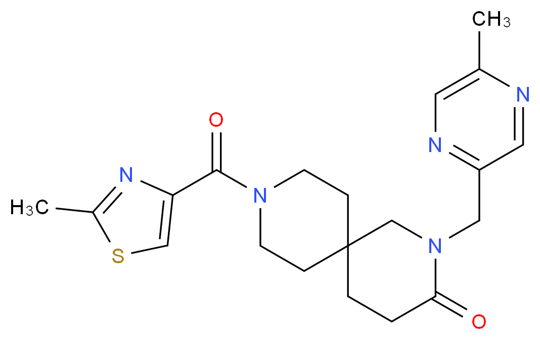 2-[(5-methylpyrazin-2-yl)methyl]-9-[(2-methyl-1,3-thiazol-4-yl)carbonyl]-2,9-diazaspiro[5.5]undecan-3-one_分子结构_CAS_)