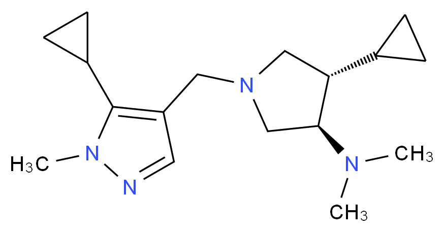 (3R*,4S*)-4-cyclopropyl-1-[(5-cyclopropyl-1-methyl-1H-pyrazol-4-yl)methyl]-N,N-dimethyl-3-pyrrolidinamine_分子结构_CAS_)