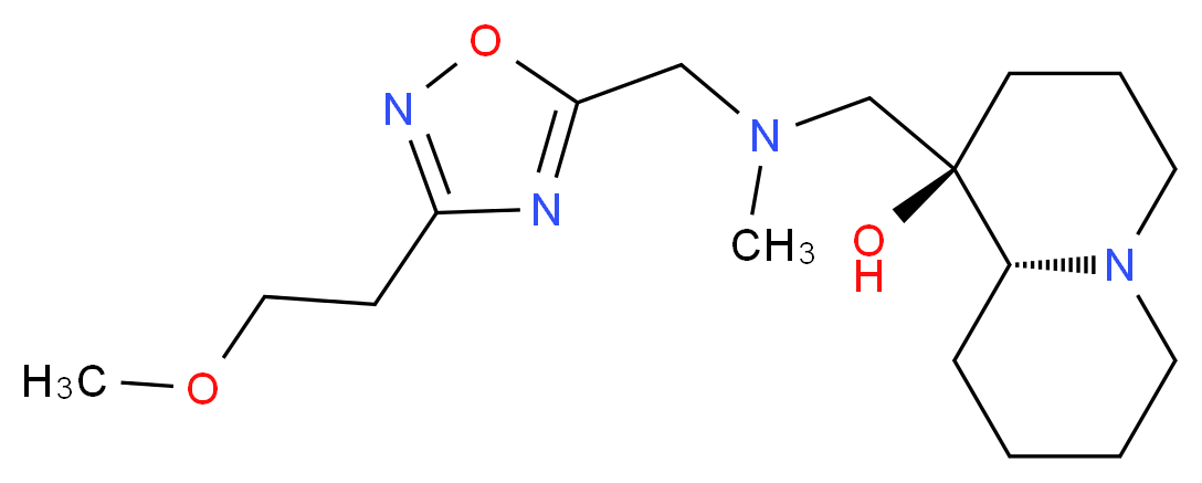 (1R,9aR)-1-{[{[3-(2-methoxyethyl)-1,2,4-oxadiazol-5-yl]methyl}(methyl)amino]methyl}octahydro-2H-quinolizin-1-ol_分子结构_CAS_)
