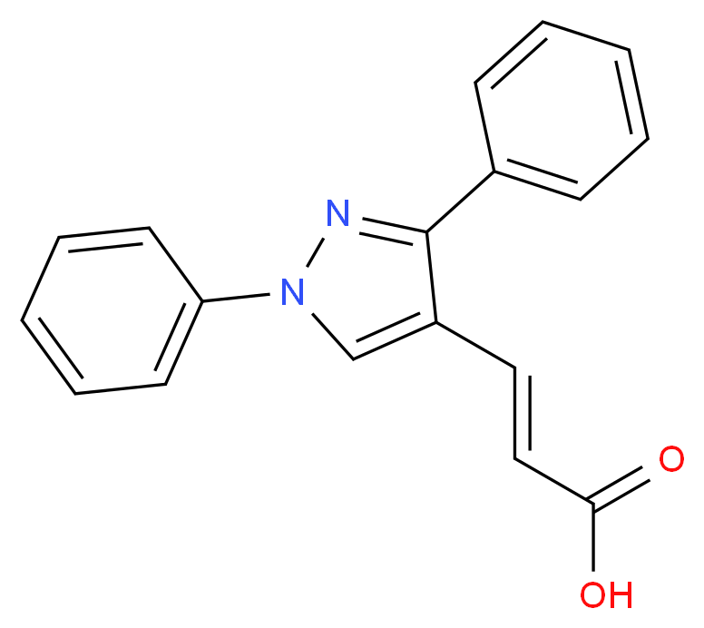 3-(1,3-diphenyl-1H-pyrazol-4-yl)prop-2-enoic acid_分子结构_CAS_73221-47-3