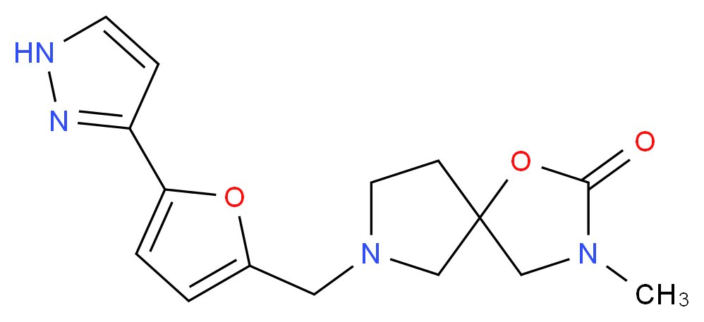 3-methyl-7-{[5-(1H-pyrazol-3-yl)-2-furyl]methyl}-1-oxa-3,7-diazaspiro[4.4]nonan-2-one_分子结构_CAS_)