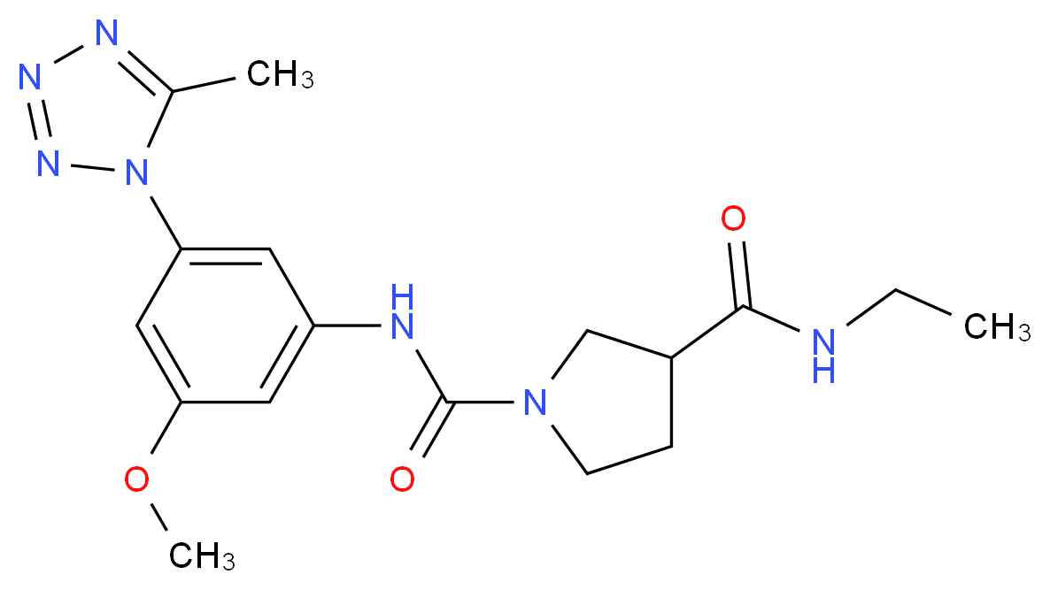 N~3~-ethyl-N~1~-[3-methoxy-5-(5-methyl-1H-tetrazol-1-yl)phenyl]pyrrolidine-1,3-dicarboxamide_分子结构_CAS_)