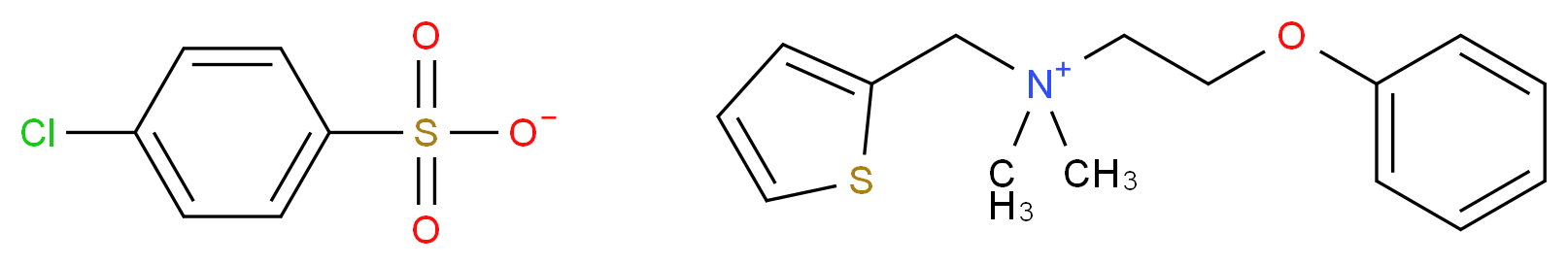 dimethyl(2-phenoxyethyl)(thiophen-2-ylmethyl)azanium 4-chlorobenzene-1-sulfonate_分子结构_CAS_4304-40-9