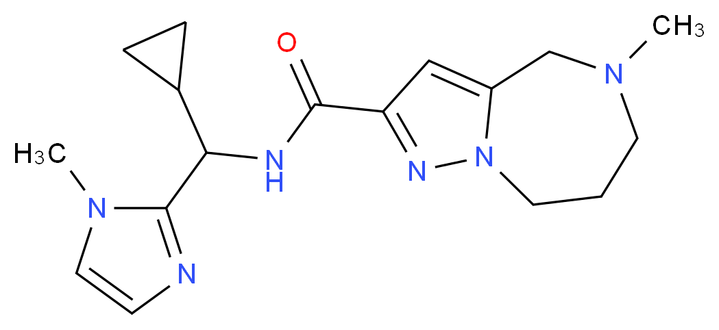 N-[cyclopropyl(1-methyl-1H-imidazol-2-yl)methyl]-5-methyl-5,6,7,8-tetrahydro-4H-pyrazolo[1,5-a][1,4]diazepine-2-carboxamide_分子结构_CAS_)