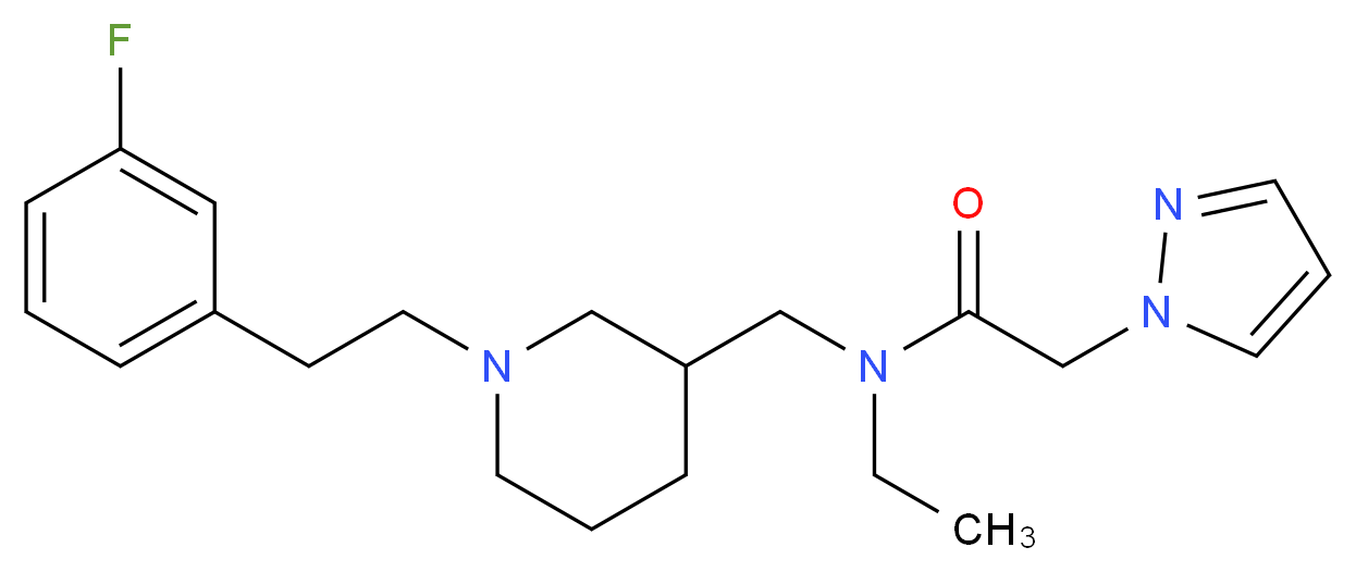N-ethyl-N-({1-[2-(3-fluorophenyl)ethyl]-3-piperidinyl}methyl)-2-(1H-pyrazol-1-yl)acetamide_分子结构_CAS_)