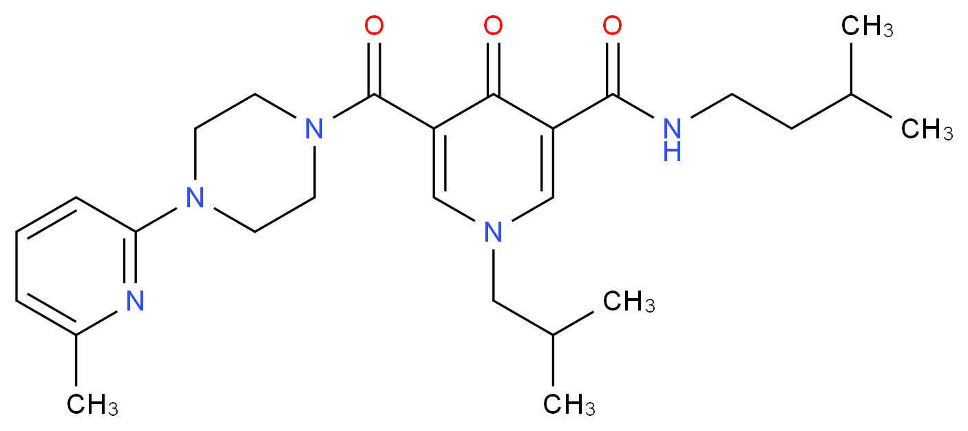 1-isobutyl-N-(3-methylbutyl)-5-{[4-(6-methyl-2-pyridinyl)-1-piperazinyl]carbonyl}-4-oxo-1,4-dihydro-3-pyridinecarboxamide_分子结构_CAS_)
