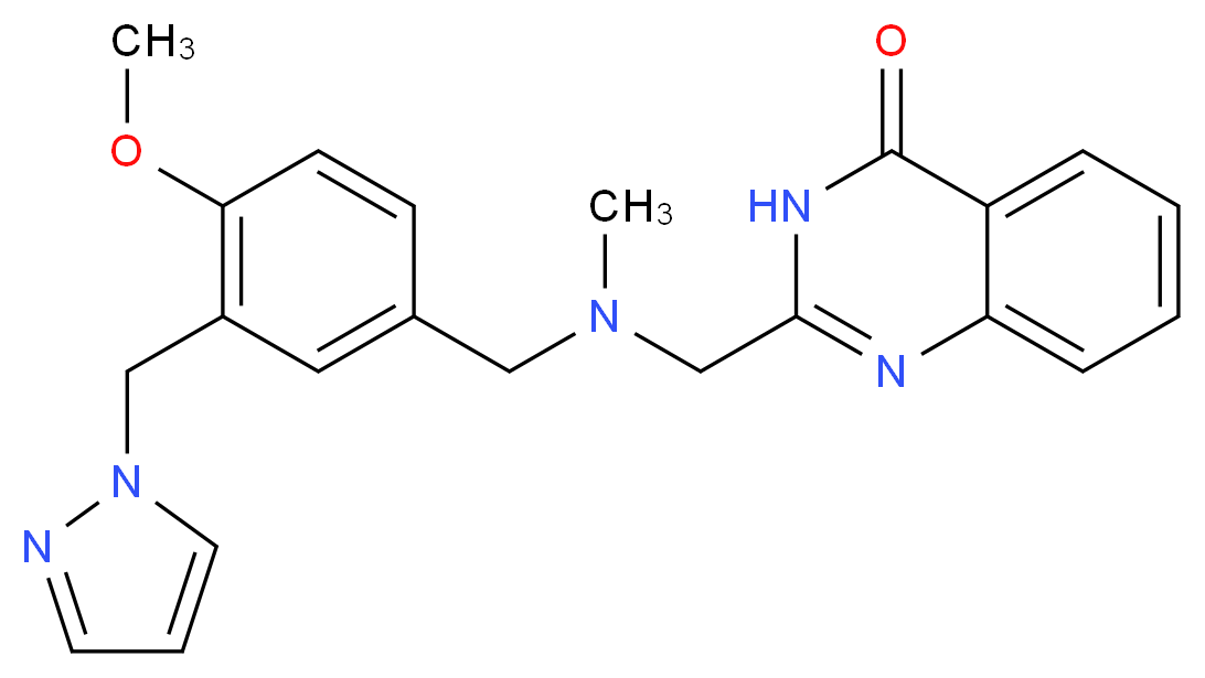 2-{[[4-methoxy-3-(1H-pyrazol-1-ylmethyl)benzyl](methyl)amino]methyl}-4(3H)-quinazolinone_分子结构_CAS_)
