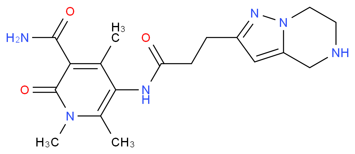 1,4,6-trimethyl-2-oxo-5-{[3-(4,5,6,7-tetrahydropyrazolo[1,5-a]pyrazin-2-yl)propanoyl]amino}-1,2-dihydro-3-pyridinecarboxamide_分子结构_CAS_)