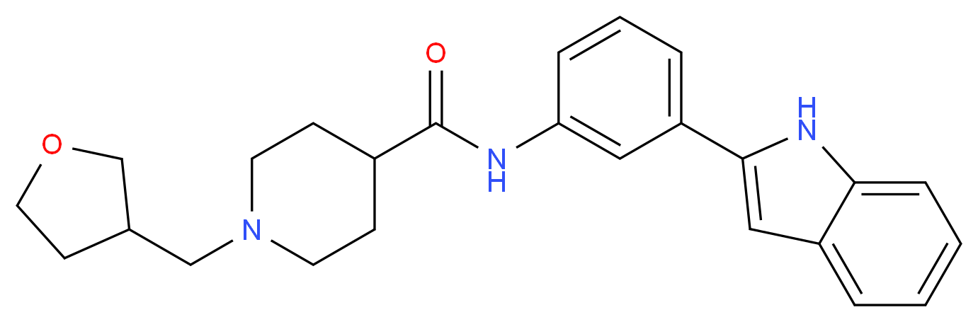 N-[3-(1H-indol-2-yl)phenyl]-1-(tetrahydro-3-furanylmethyl)-4-piperidinecarboxamide_分子结构_CAS_)